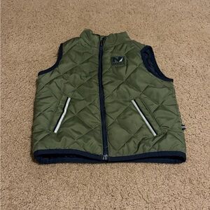 Nautica Kids Quilted Puffer Vest Green Full Zip Logo Patch size 12M